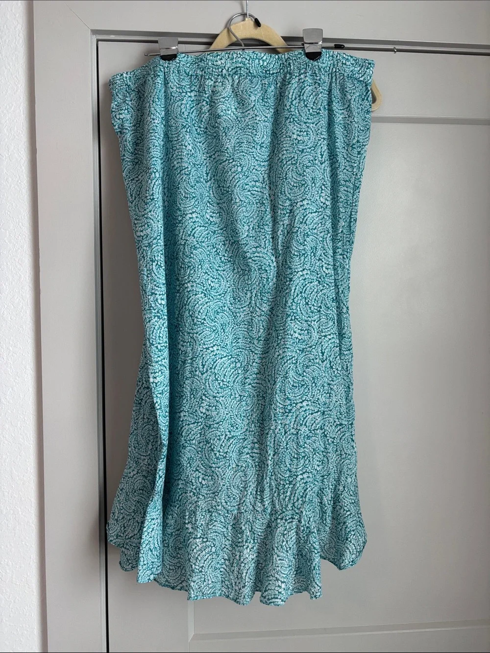 Michael Kors Turquoise Printed High-Low Ruffle-Hem Skirt
